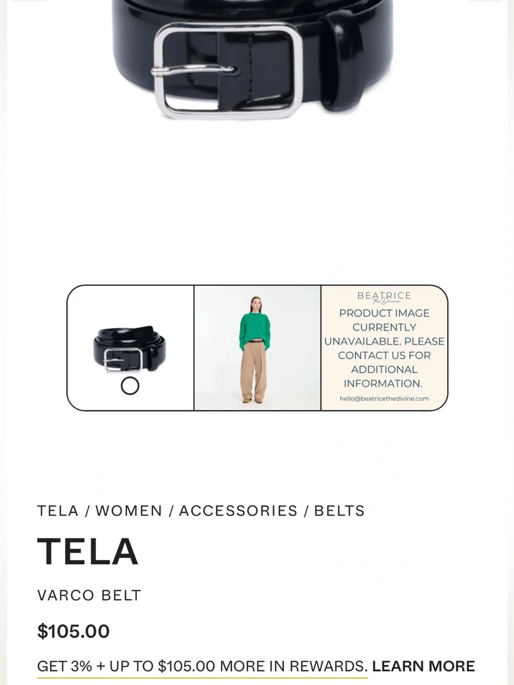 Tela Varco Black Leather Belt S